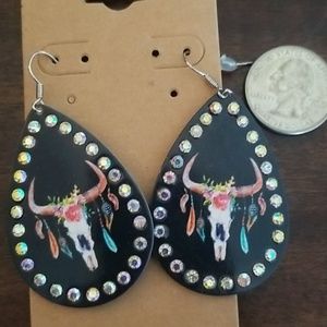 Steer skull earrings